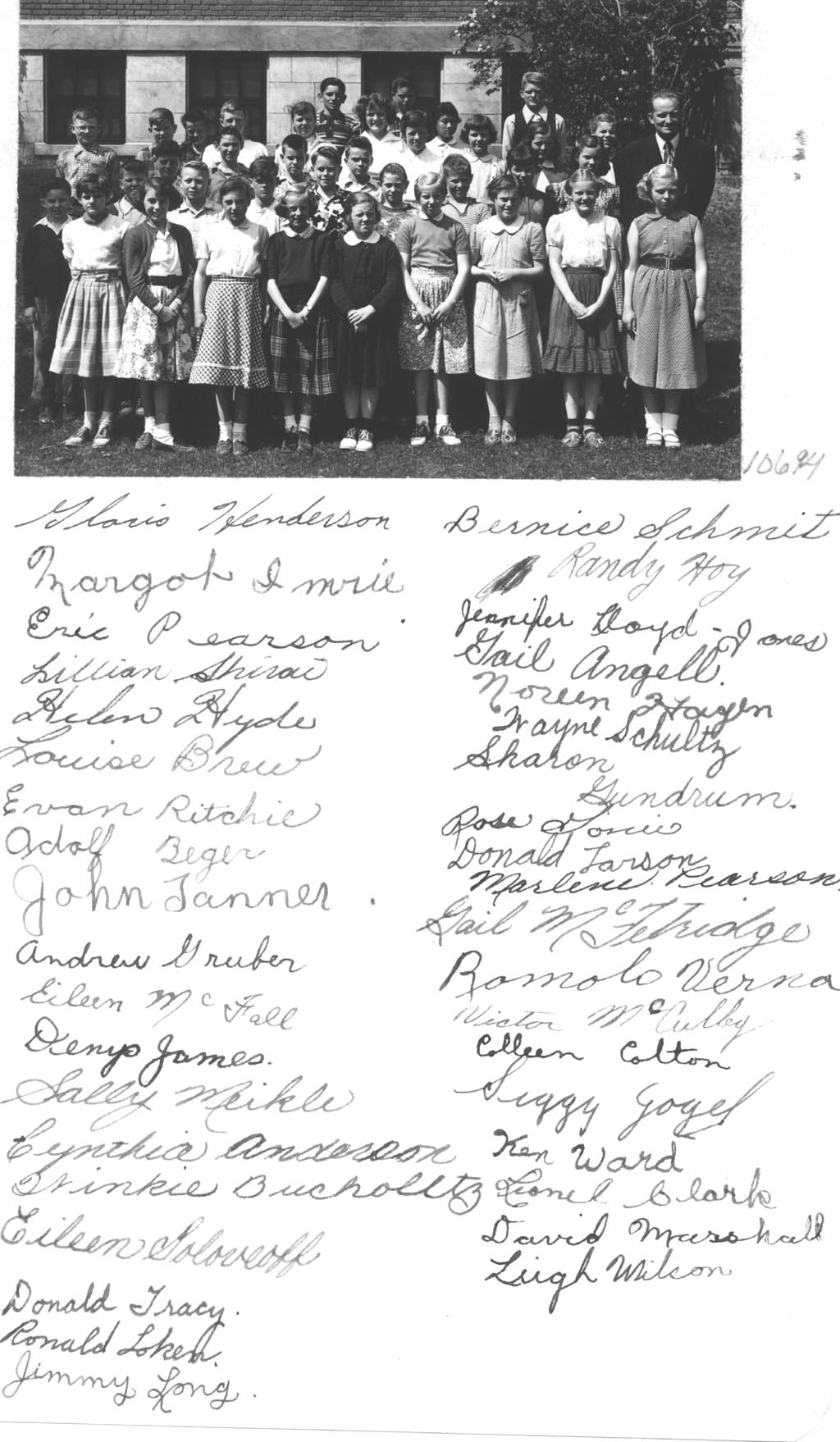 Mr. Kelly Slater's grade 6 class of 1955